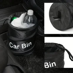 Portable Car Trash Can - Foldable Car Seat Organizer, Paste Storage Bin, Spiral Bucket, Compact and Convenient Vehicle Waste Bin