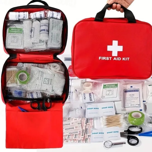 Portable First Aid Kit For Outdoor Travel Camping Hiking Adventures - Multi-Purpose Emergency Supplies Bag (With Essential Medical Equipment)