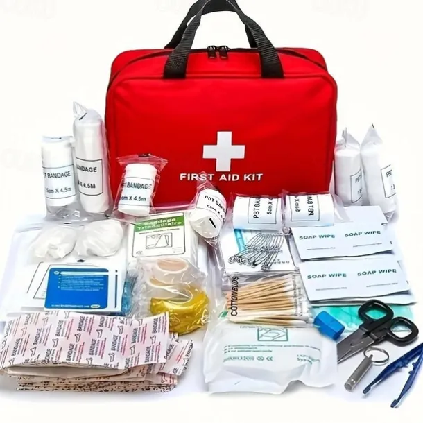 Portable First Aid Kit For Outdoor Travel Camping Hiking Adventures - Multi-Purpose Emergency Supplies Bag (With Essential Medical Equipment)