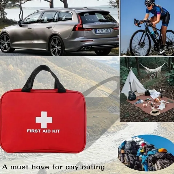 Portable First Aid Kit For Outdoor Travel Camping Hiking Adventures - Multi-Purpose Emergency Supplies Bag (With Essential Medical Equipment)