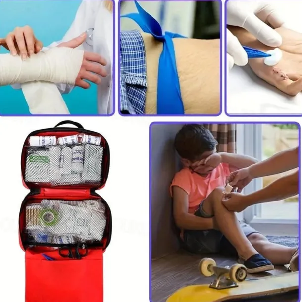 Portable First Aid Kit For Outdoor Travel Camping Hiking Adventures - Multi-Purpose Emergency Supplies Bag (With Essential Medical Equipment)