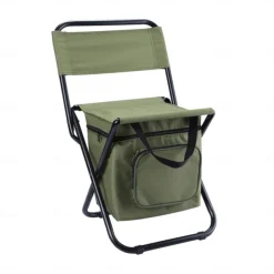Portable Foldable Camping Chair with Cooler Bag, Lightweight Backrest Stool Compact Folding Chair Seat, Outdoor Backrest Stool with Folding Backpack for Camping Hunting Fishing Hiking
