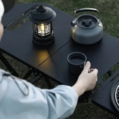 Portable Folding Camping Table - Lightweight Carbon Steel Foldable BBQ Grill with 4 Legs, 300lb Weight Capacity & Compact Design for Outdoor Camping, Picnics, Tailgating, Camping Table Foldable