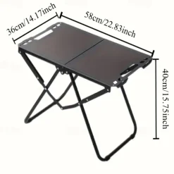 Portable Folding Camping Table - Lightweight Carbon Steel Foldable BBQ Grill with 4 Legs, 300lb Weight Capacity & Compact Design for Outdoor Camping, Picnics, Tailgating, Camping Table Foldable
