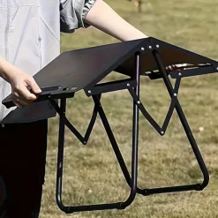 Portable Folding Camping Table - Lightweight Carbon Steel Foldable BBQ Grill with 4 Legs, 300lb Weight Capacity & Compact Design for Outdoor Camping, Picnics, Tailgating, Camping Table Foldable