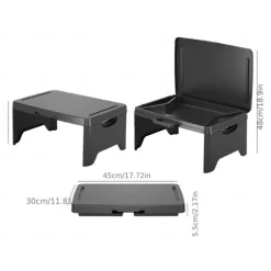 Portable Folding Desk with Storage, Multifunctional Laptop Table with Carrying Handle for Car, Dorm, and Bed - PP Material