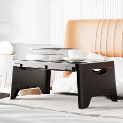 Portable Folding Desk with Storage, Multifunctional Laptop Table with Carrying Handle for Car, Dorm, and Bed - PP Material