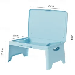 Portable Folding Desk with Storage, Multifunctional Laptop Table with Carrying Handle for Car, Dorm, and Bed - PP Material
