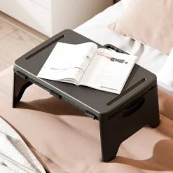 Portable Folding Desk with Storage, Multifunctional Laptop Table with Carrying Handle for Car, Dorm, and Bed - PP Material