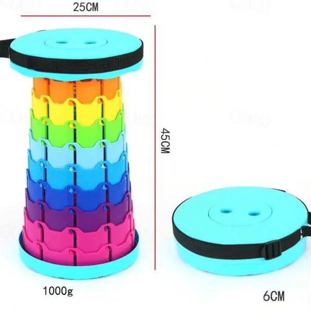 Portable Folding Stool Collapsible Stool for Queuing, Fishing, and Outdoor Camping Ultralight and Adjustable with extendable height 45cm/17.7in