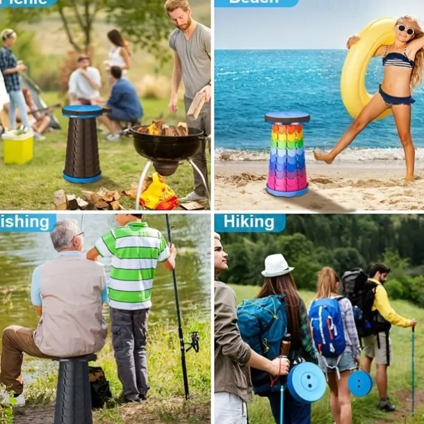 Portable Folding Stool Collapsible Stool for Queuing, Fishing, and Outdoor Camping Ultralight and Adjustable with extendable height 45cm/17.7in