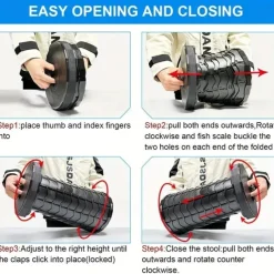 Portable Folding Stool Collapsible Stool for Queuing, Fishing, and Outdoor Camping Ultralight and Adjustable with extendable height 45cm/17.7in