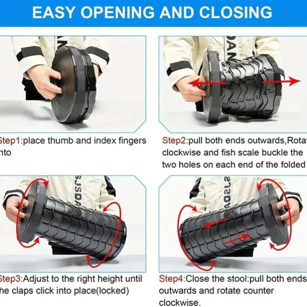 Portable Folding Stool Collapsible Stool for Queuing, Fishing, and Outdoor Camping Ultralight and Adjustable with extendable height 45cm/17.7in