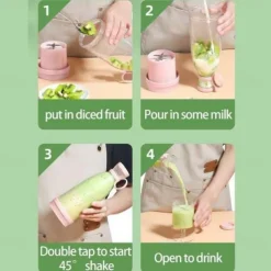 Portable Juicer, Mini Electric Fruit Blender, Rechargeable Juice Maker, Compact Shake Cup for Smoothies & Juices