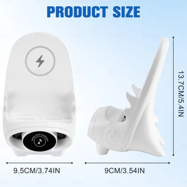 Portable Mini Chair Wireless Charger Phone Holder,Wireless Fast Charger Multifunctional Phone Holder, Multifunctional Wireless Fast Charging Station,3 in 1 Wireless Charger with Speaker Function