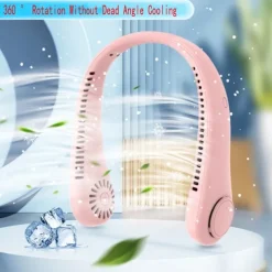 Portable Neck Fan Electric Wireless Fan USB Charging Mini Ventilator Cooling Vaneless Silent Neck Fan Sport Travel Work Learning Neck Hanging Shoulder Neck Fan Touch Third Gear Adjusts Long Range