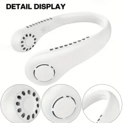 Portable Neck Fan Electric Wireless Fan USB Charging Mini Ventilator Cooling Vaneless Silent Neck Fan Sport Travel Work Learning Neck Hanging Shoulder Neck Fan Touch Third Gear Adjusts Long Range