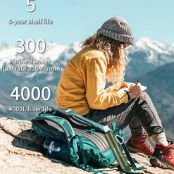 Portable Outdoor Water Purification Straw - Bottle-Compatible, Ideal For Camping, Hiking, And Emergency Survival