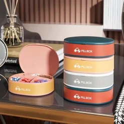 Portable Pill Organizer - Compact, Sealed Pill Case for Traveling, on-the-go Medication Storage - Multi-compartment Waterproof Candy Box for Storing Pills