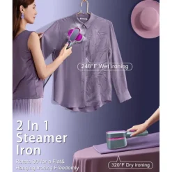 Portable Steamer for Clothes, 2 In 1 Clothes Steamer, 9s Heat Up Travel Size Portable Garment Steamer Iron, Large handheld for Global Traveling