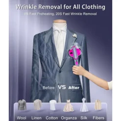 Portable Steamer for Clothes, 2 In 1 Clothes Steamer, 9s Heat Up Travel Size Portable Garment Steamer Iron, Large handheld for Global Traveling