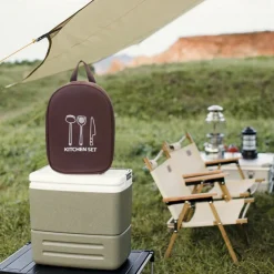 Portable Storage Pouch for BBQ Camp,Canvas Cookware Knife Storage Bag,Camping Cookware Storage Bag for BBQ Camp Cookware Kitchen Pattern