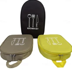 Portable Storage Pouch for BBQ Camp,Canvas Cookware Knife Storage Bag,Camping Cookware Storage Bag for BBQ Camp Cookware Kitchen Pattern