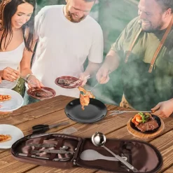 Portable Storage Pouch for BBQ Camp,Canvas Cookware Knife Storage Bag,Camping Cookware Storage Bag for BBQ Camp Cookware Kitchen Pattern