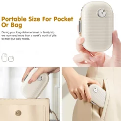 Portable Travel Pill Storage Box with 7 Labeled Compartments - Small Medicine Organizer for Pocket or Wallet, Daily Vitamin and Supplement Holder