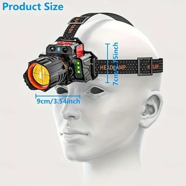 Portable USB Rechargeable Sensor Headlamp - Super Bright Waterproof Zoom Fishing Torch Head Light for Outdoor Camping Light
