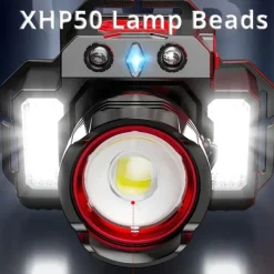 Portable USB Rechargeable Sensor Headlamp - Super Bright Waterproof Zoom Fishing Torch Head Light for Outdoor Camping Light