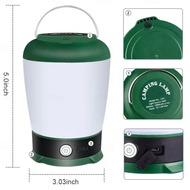 Portable USB Rechargeable Camping Light - Outdoor Waterproof Multi-Function LED Hanging Emergency Light