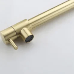 Pot Filler Bathroom Faucet Only Cold Water Stainless Steel, Brushed Golden Nickel Foldable Sink Wall Mount Folding Fill Pot Basin Tap Double Joint Swing Arm Single Hole 2 Handle