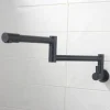 Pot Filler Kitchen Faucet Only Cold Water Stainless Steel, Brushed Black Foldable Sink Wall Mount Folding Fill Pot Kitchen Tap