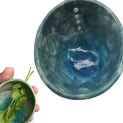 Pottery Herb Stripper Bowl, Small Handmade Resin Herb Stripper, Ceramic Herb Grinder Pill Crusher Set, Grinding is Efficient and Labor-Saving, for Guacamole, Pill Crusher, Spice