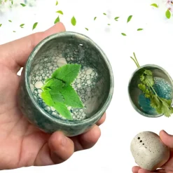 Pottery Herb Stripper Bowl, Small Handmade Resin Herb Stripper, Ceramic Herb Grinder Pill Crusher Set, Grinding is Efficient and Labor-Saving, for Guacamole, Pill Crusher, Spice