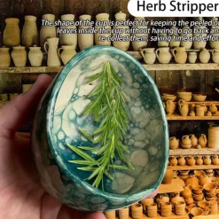 Pottery Herb Stripper Bowl, Small Handmade Resin Herb Stripper, Ceramic Herb Grinder Pill Crusher Set, Grinding is Efficient and Labor-Saving, for Guacamole, Pill Crusher, Spice