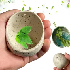 Pottery Herb Stripper Bowl, Small Handmade Resin Herb Stripper, Ceramic Herb Grinder Pill Crusher Set, Grinding is Efficient and Labor-Saving, for Guacamole, Pill Crusher, Spice
