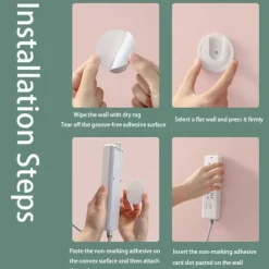 Power Strip Holder Fixator, No Hole Plug-in Wall Socket Sticker Fixer, Loading 10Kg/22lb Maximum, For Desk, Wall, WiFi Router, Remote Control, Paper Towel Box