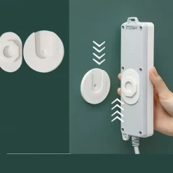 Power Strip Holder Fixator, No Hole Plug-in Wall Socket Sticker Fixer, Loading 10Kg/22lb Maximum, For Desk, Wall, WiFi Router, Remote Control, Paper Towel Box