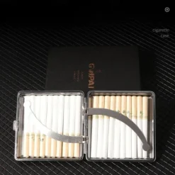 Premium Genuine Leather Cigarette Case, Metal Frame, Magnetic Closure, Elegant Design for Men, Holds 20 Cigarettes