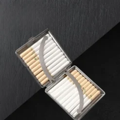 Premium Genuine Leather Cigarette Case, Metal Frame, Magnetic Closure, Elegant Design for Men, Holds 20 Cigarettes