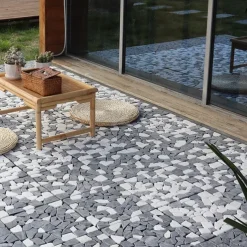 Premium Self-Laying Wood Plastic Floor Outdoor Patio Balcony Courtyard Decoration Natural Stone Look, Anti-Corrosion, Non-Slip, Easy Assembly