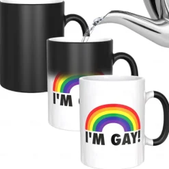 Pride Magic Mug LGBTQ Gay Pride Gift I'm Gay Rainbow Heat Change Mug - Funny Rude Mug - Message Appears As It Heats - Perfect Novelty Gag Gift