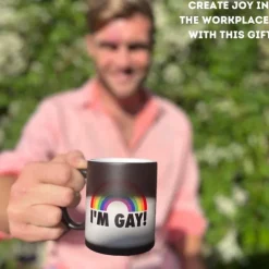 Pride Magic Mug LGBTQ Gay Pride Gift I'm Gay Rainbow Heat Change Mug - Funny Rude Mug - Message Appears As It Heats - Perfect Novelty Gag Gift