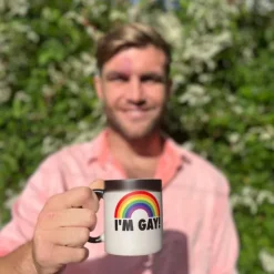 Pride Magic Mug LGBTQ Gay Pride Gift I'm Gay Rainbow Heat Change Mug - Funny Rude Mug - Message Appears As It Heats - Perfect Novelty Gag Gift