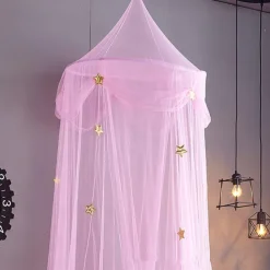 Princess Bed Canopy for Girls, Fantasy Tulle Girls Room Decor Crown Bed Curtains - 360° Encrypted Tulle Bed Canopy to Cover Toddler Crib