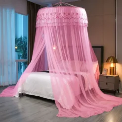Princess Style Dome Mosquito Net Density Gauze Household Nets Extra Space Mosquito Net Butterfly Floral Series for Bedroom Floor Hem