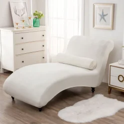 Printed Armless Chaise Lounge Cover Indoor Slipcover Stretch Chair Covers for Living Room Bedroom Stretch Armless Lounge Chaise Slipcover