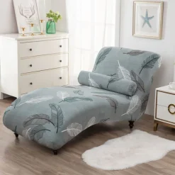 Printed Armless Chaise Lounge Cover Indoor Slipcover Stretch Chair Covers for Living Room Bedroom Stretch Armless Lounge Chaise Slipcover